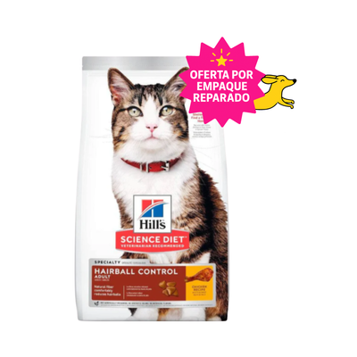 EMPAQUE REPARADO Hill's Science Diet Hairball Control, Alimento Control de Bolas de Pelo para Gato Adulto 7Kg
