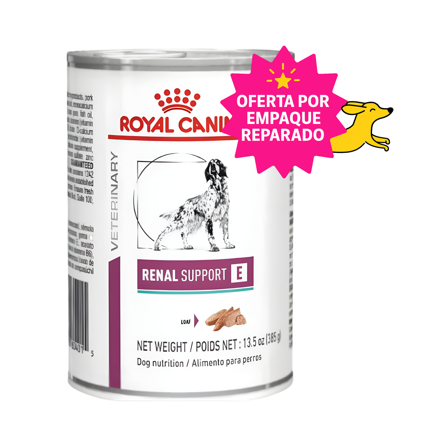 EMPAQUE REPARADO Lata Royal Canin Renal E Alimento Húmedo Paté para Perro Salud Renal 385 g