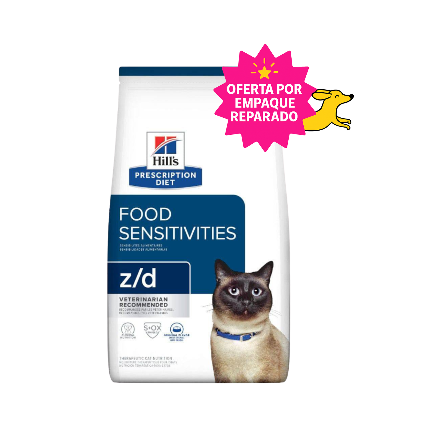 EMPAQUE REPARADO Hill's Prescription Diet z/d, Sensibilidades Alimentarias, para Gato, 1.8 Kg