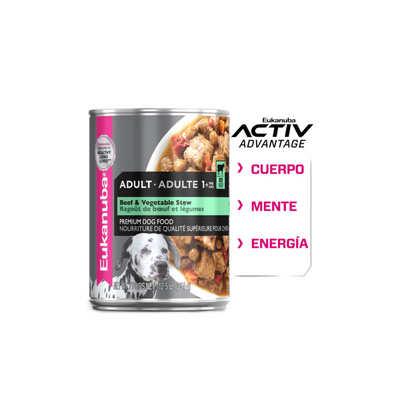Eukanuba Lata Alimento Húmedo para Perro Adulto Res y Vegetales  355 gr
