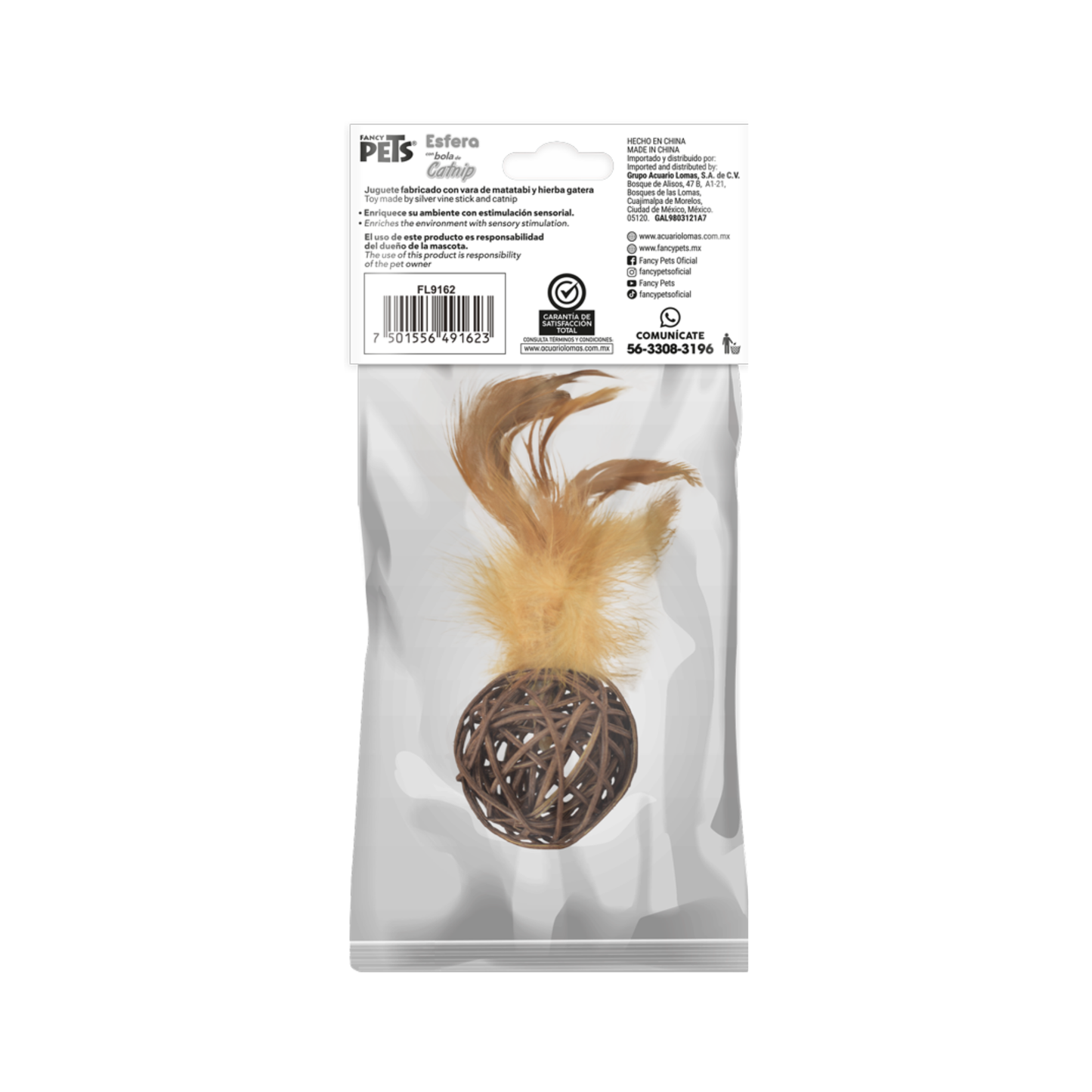 Fancy Pets Juguete Esfera de Catnip con Plumas para Gato