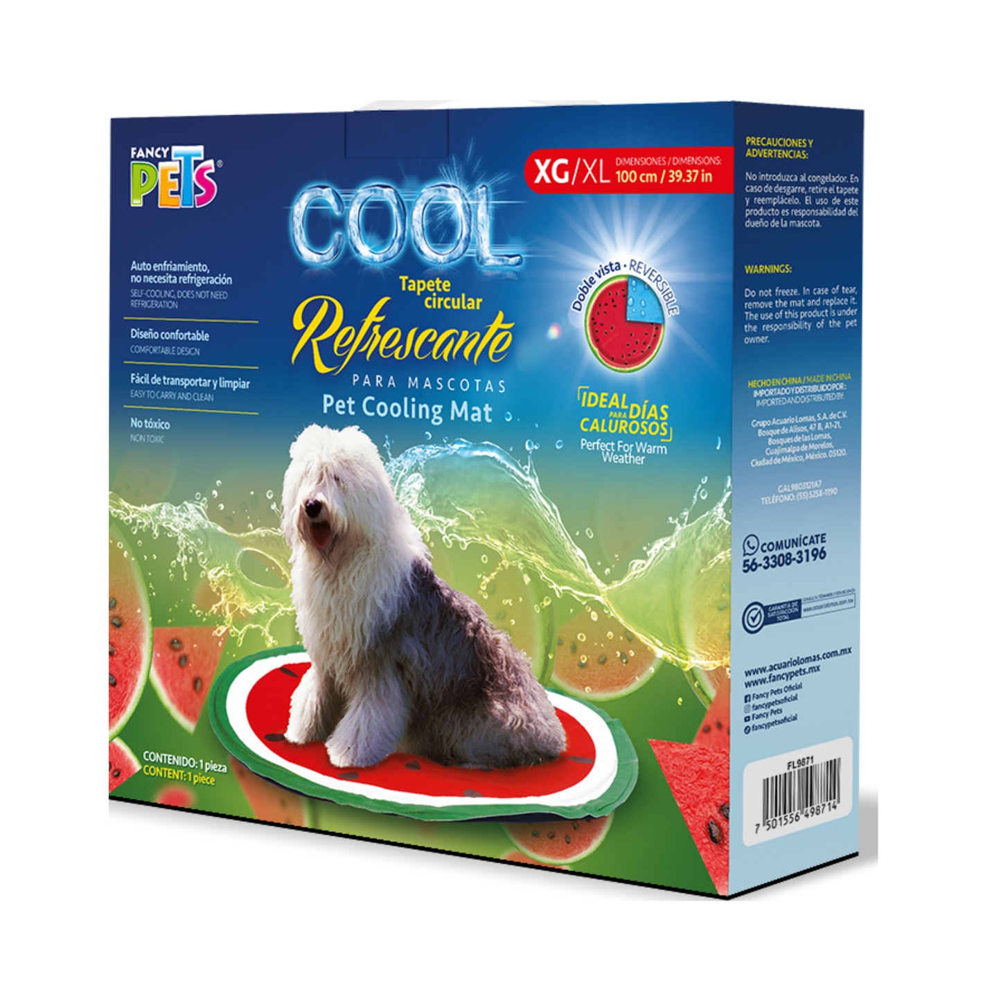 Fancy Pets Tapete Refrescante Circular Aqua Cool Sandia Extra Grande para Perro