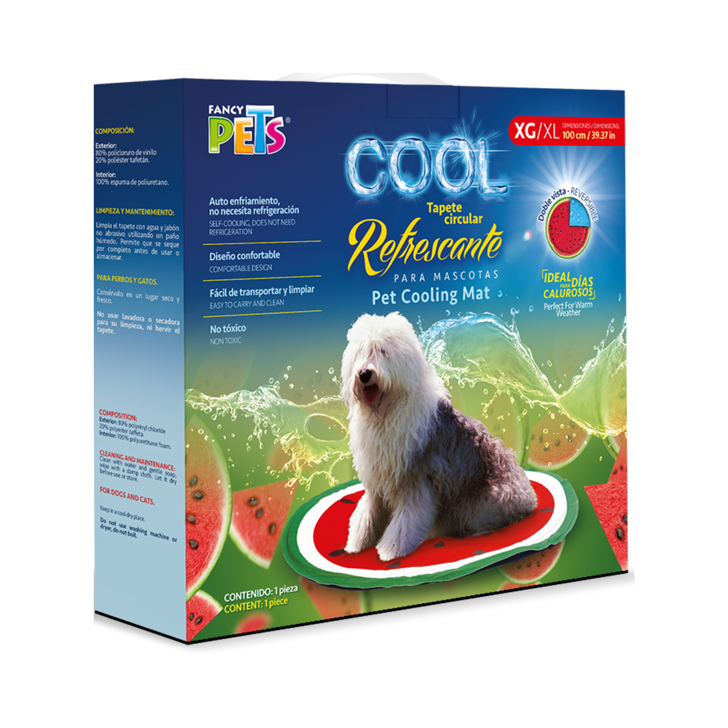 Fancy Pets Tapete Refrescante Circular Aqua Cool Sandia Extra Grande para Perro