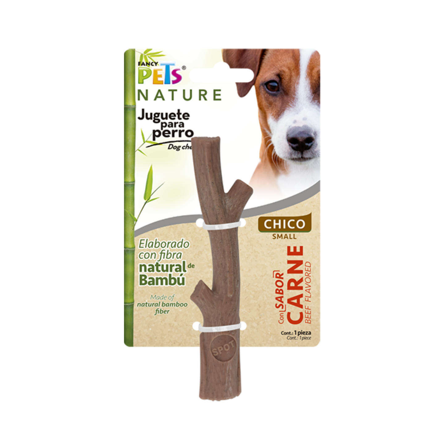 Fancy Pets Juguete Rama Bambú Plus Sabor Carne Chico para Perro