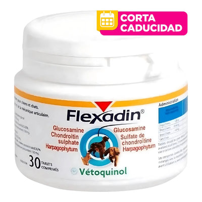 CORTA CADUCIDAD Flexadin Suplemento articular perros y gatos 30 tabletas, Vetoquinol