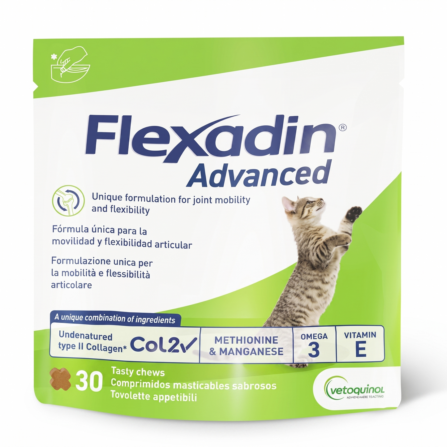 Flexadin Advanced Cat 30 Comprimidos para Gatos, Vetoquinol