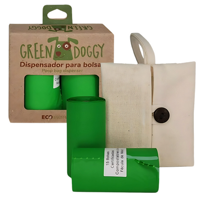 Green Doggy Dispensador Mediano Biodegradable de Tela Para Bolsas de Desechos