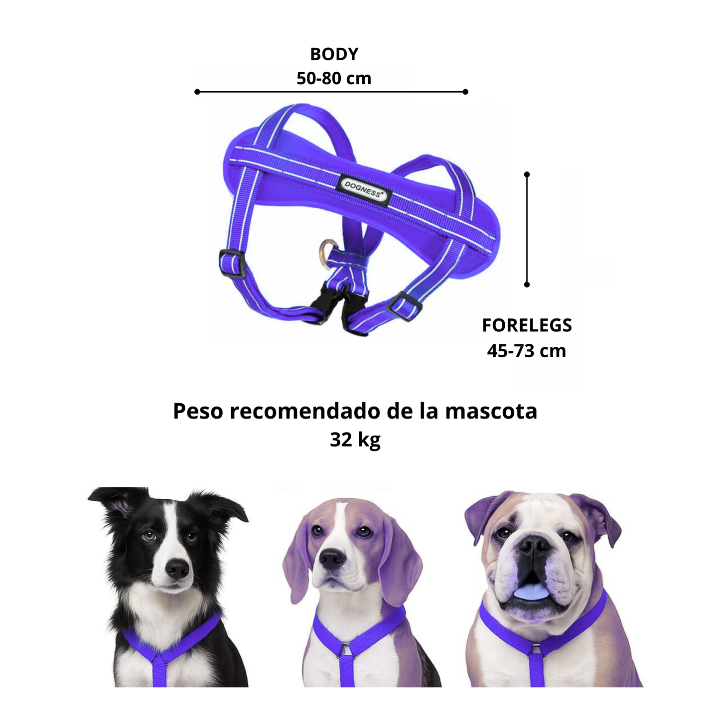 Dogness Pechera Reflectiva Color Azul Para Perro Talla M