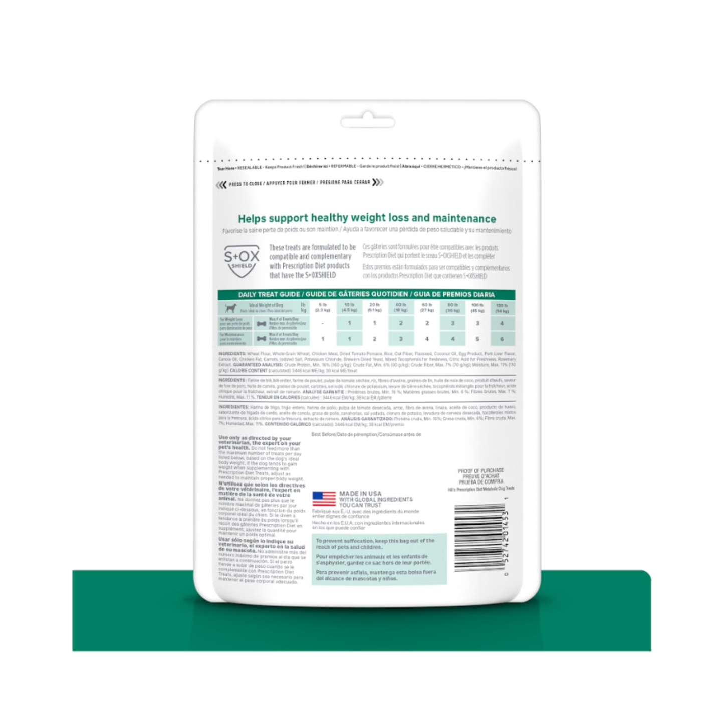 5 Bolsas Hill's Prescription Diet Premios Metabolic Control de Peso para perro 340 g