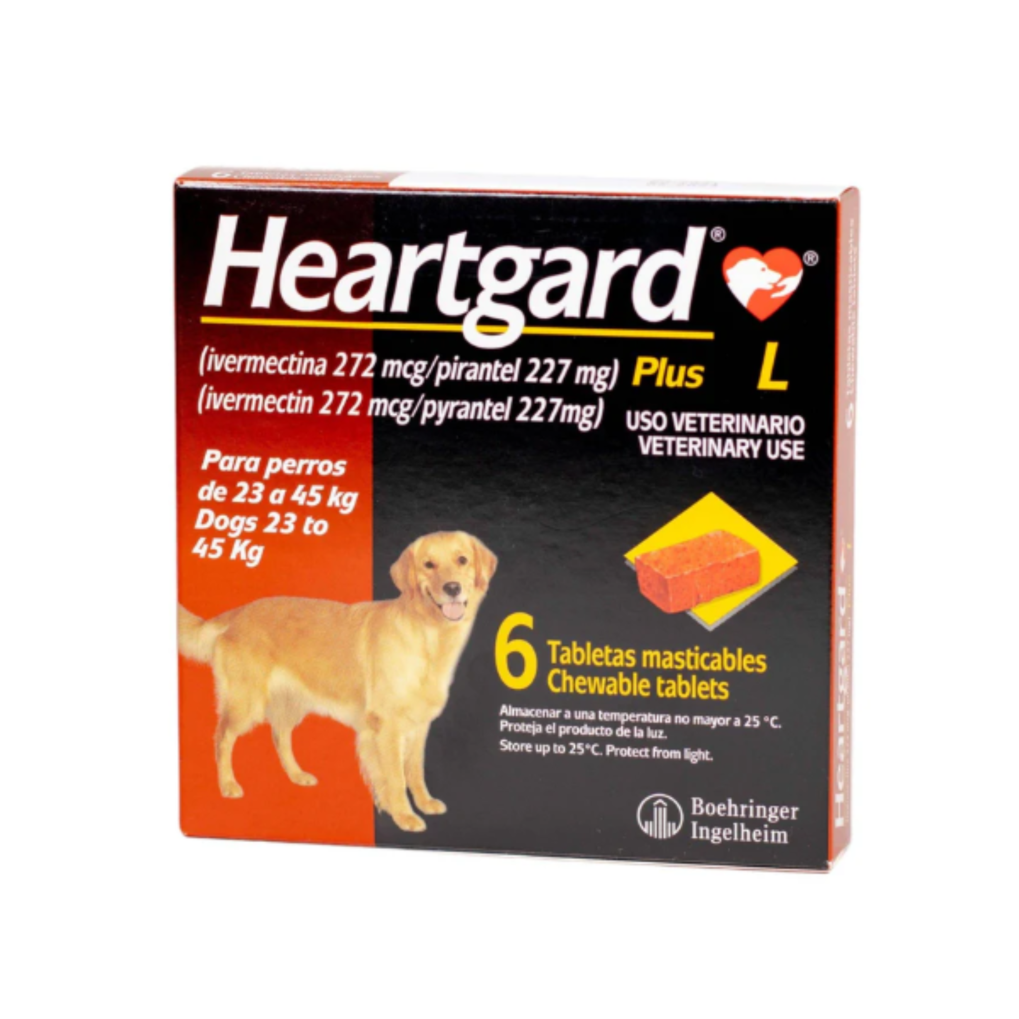 Heartgard Plus L Perros 23 a 45 kg | 6 Tabletas Gusano del Corazón ...