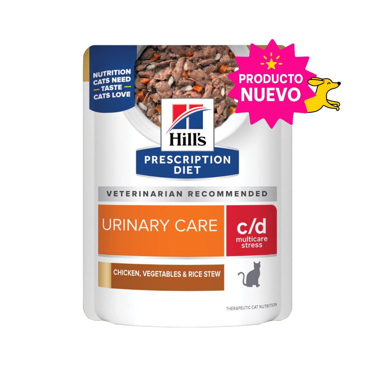 1 Pouch Hill´s Prescription Diet c/d Multicare Stress, alimento húmedo para gatos adultos, cuidado urinario, 79g