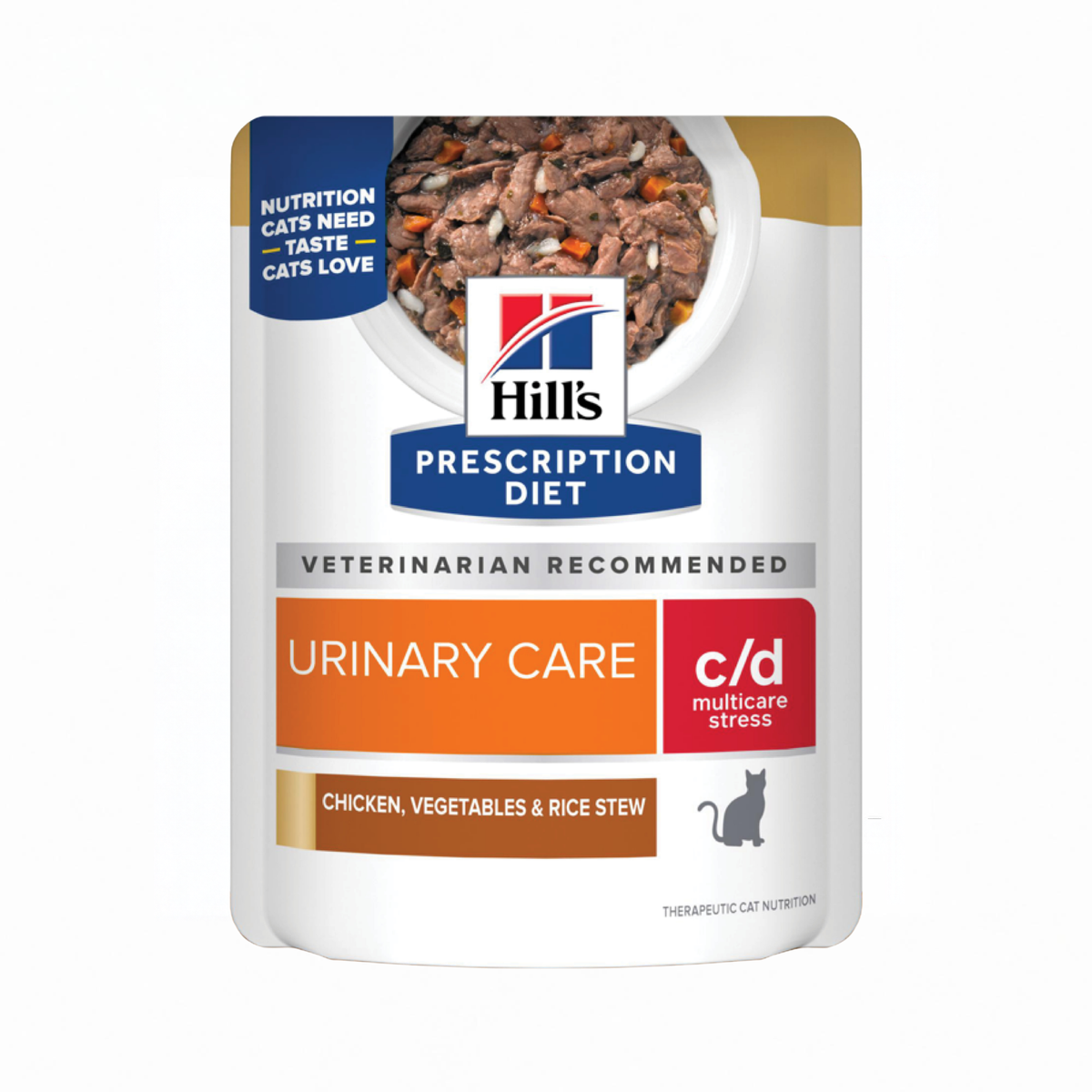 1 Pouch Hill´s Prescription Diet c/d Multicare Stress, alimento húmedo para gatos adultos, cuidado urinario, 79g