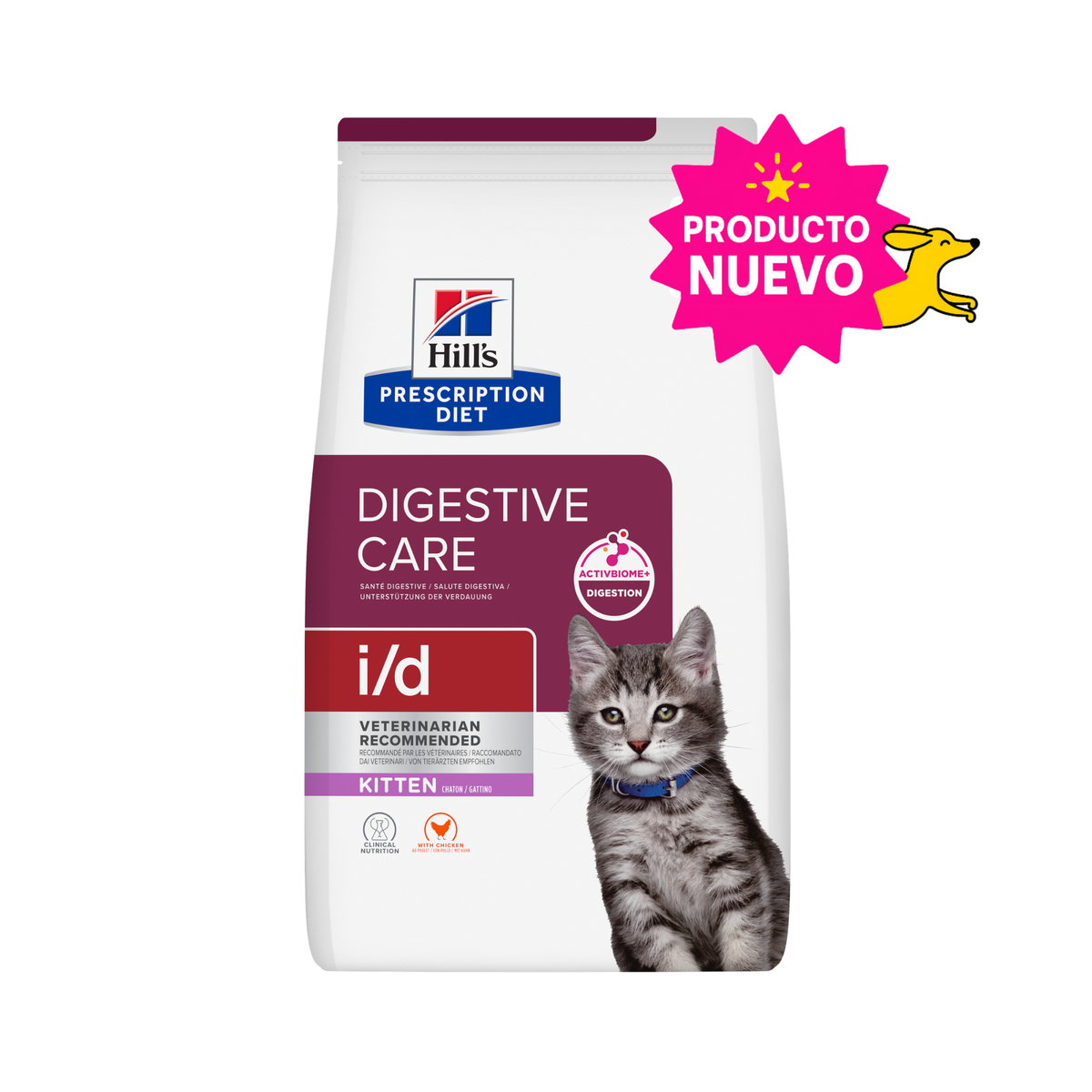 Hill's Prescription Diet i/d Kitten, Cuidado Digestivo, Croquetas para Gatito, 1.81 Kg