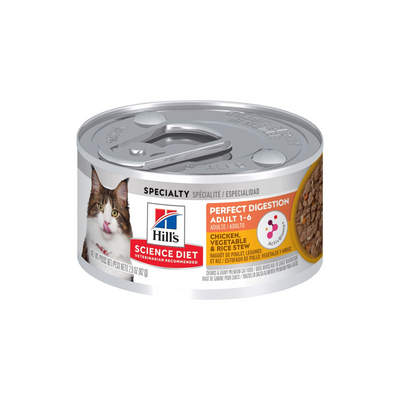 1 Lata Hill's Science Diet Adult Perfect Digestion, alimento húmedo para gatos adultos, Digestión Saludable, 82g
