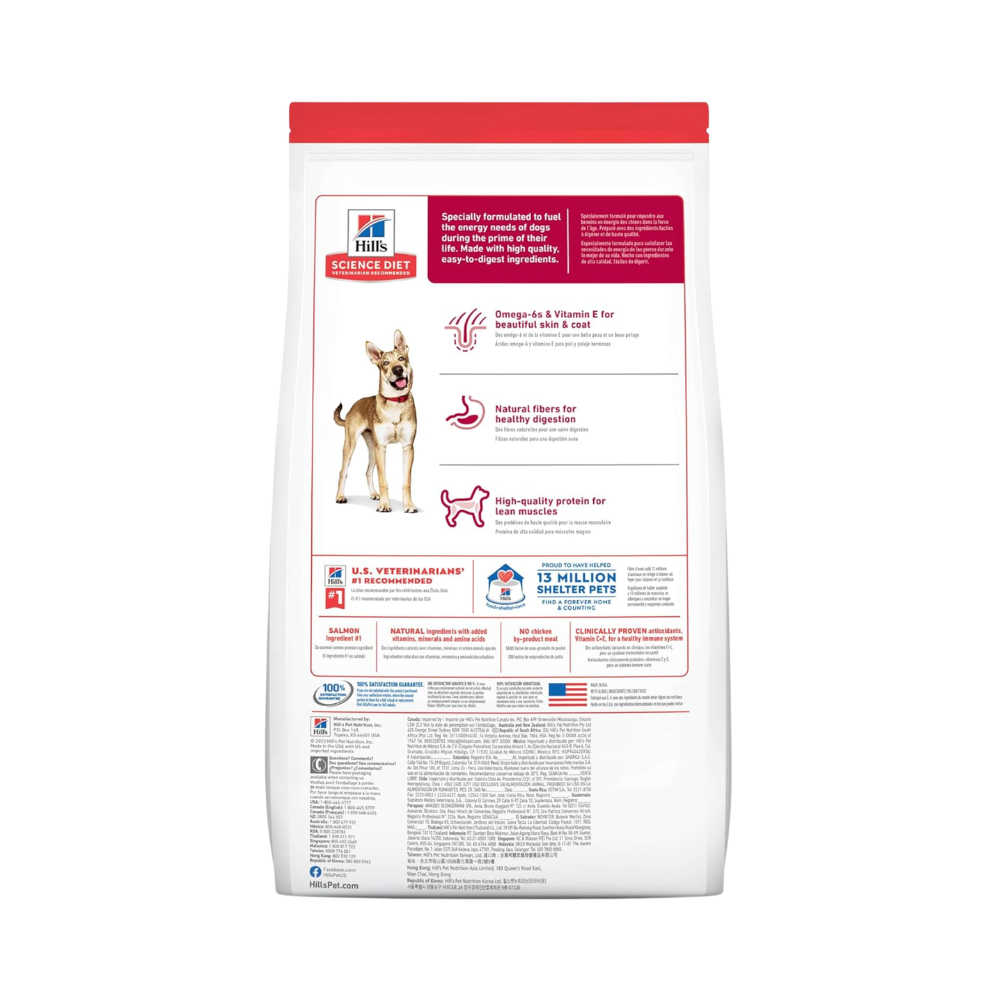 Hill's Science Diet Adult, alimento saludable perro adulto receta de salmón, 2.0 kg