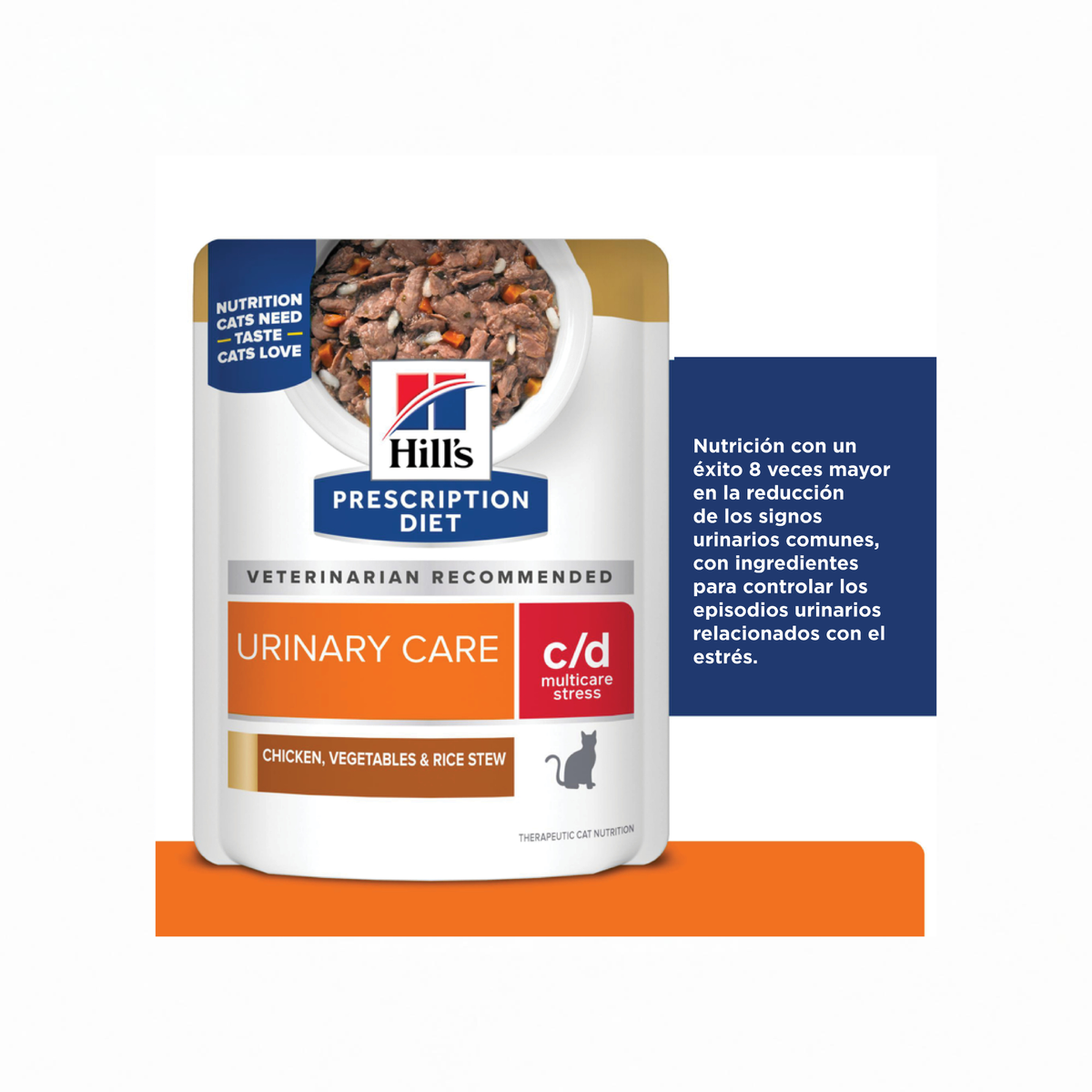 1 Pouch Hill´s Prescription Diet c/d Multicare Stress, alimento húmedo para gatos adultos, cuidado urinario, 79g