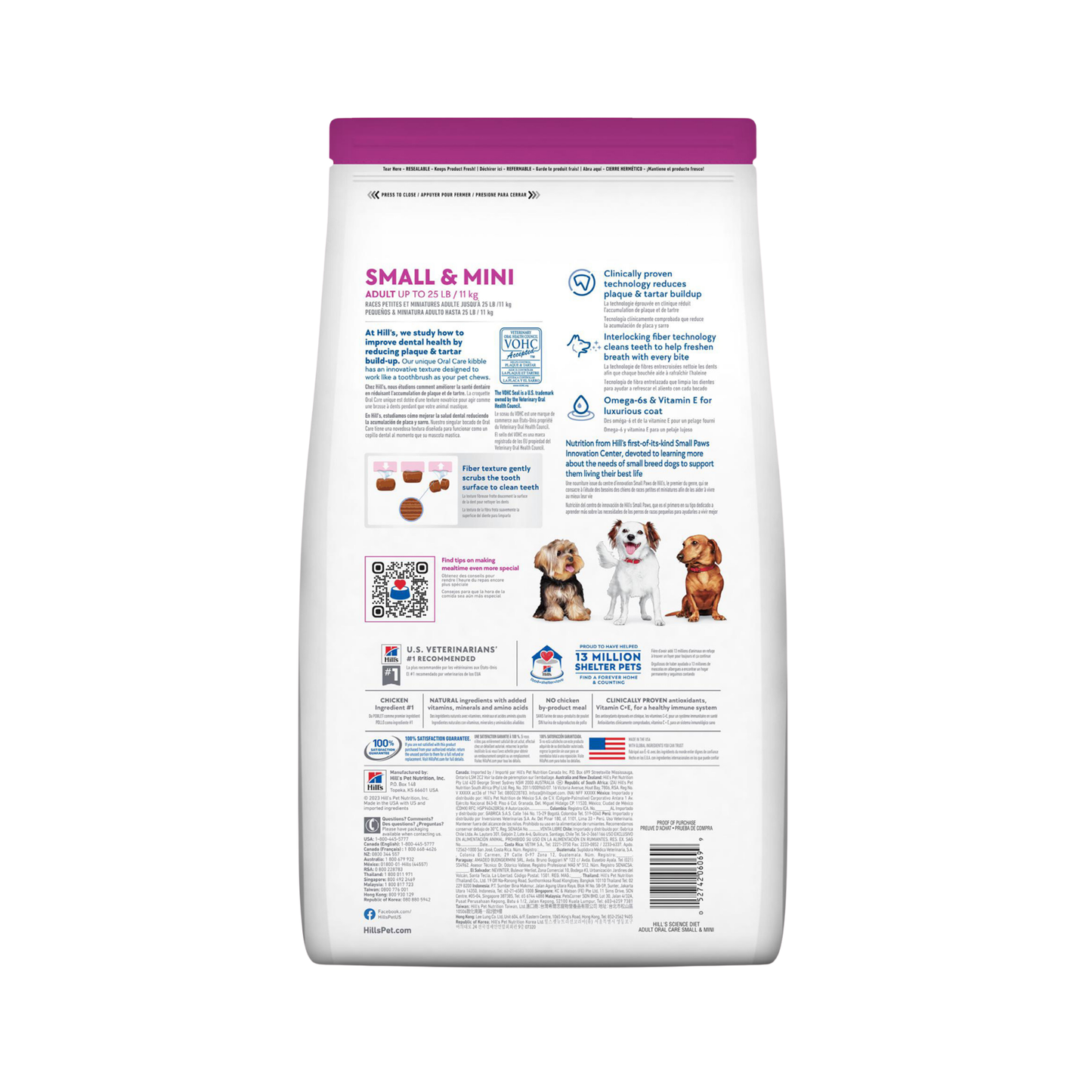 Hill's Science Diet Oral Care, Alimento para Cuidado Dental para perros pequeños y mini 1.814 KG