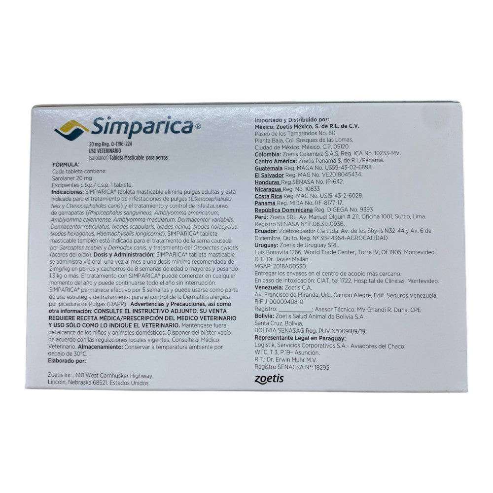 Simparica 3 Masticables 20 Mg 5 a 10 Kg - AniMALL