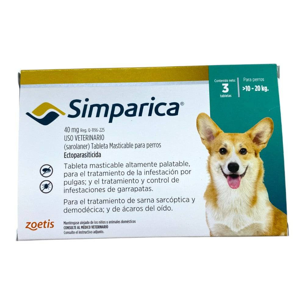 Simparica 3 Masticables 40 Mg 10 a 20 Kg - AniMALL