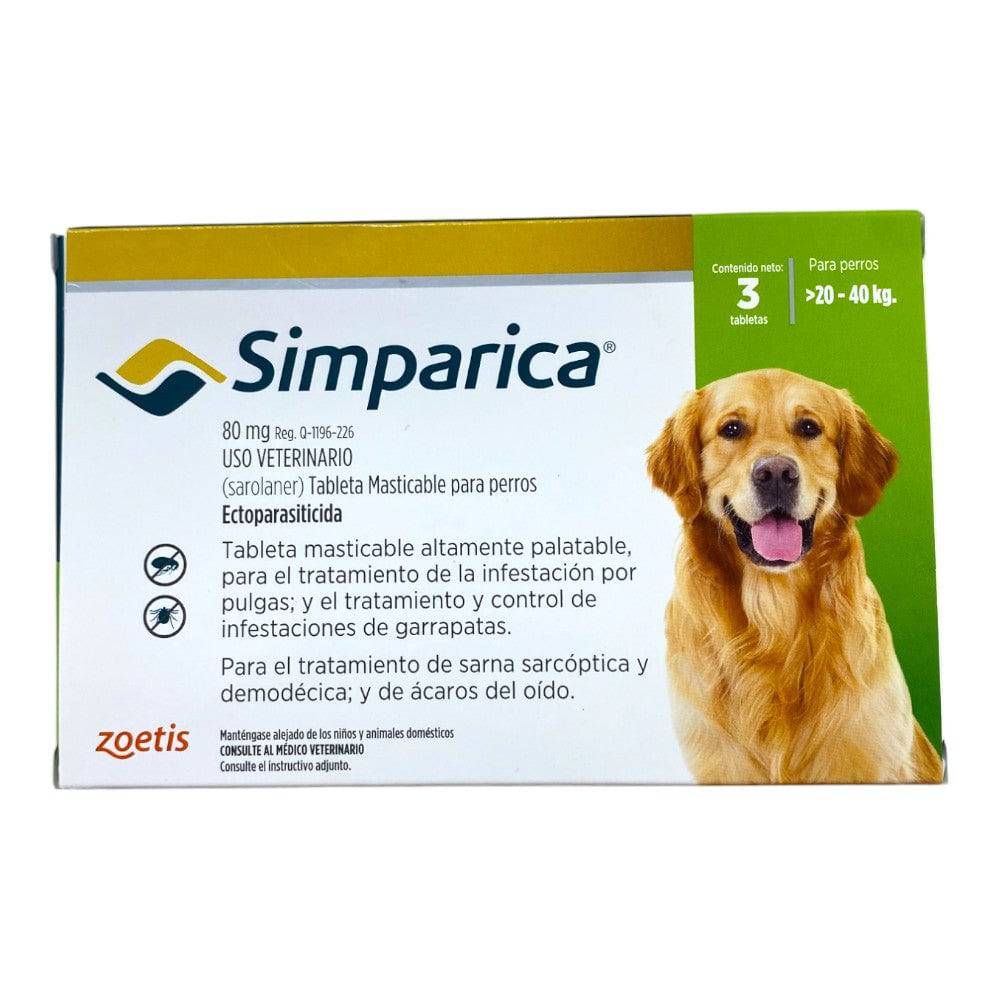 Simparica 3 Masticables 80 Mg 20 a 40 Kg - AniMALL