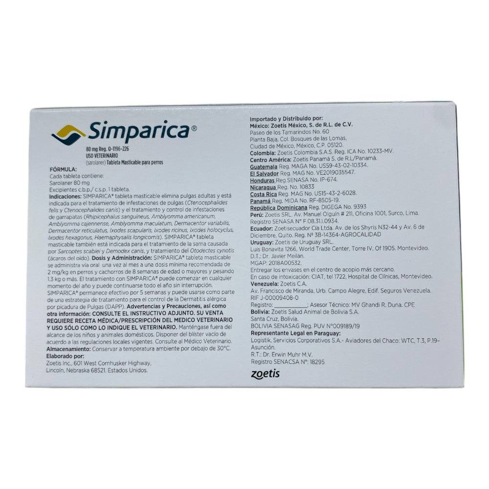 Simparica 3 Masticables 80 Mg 20 a 40 Kg - AniMALL