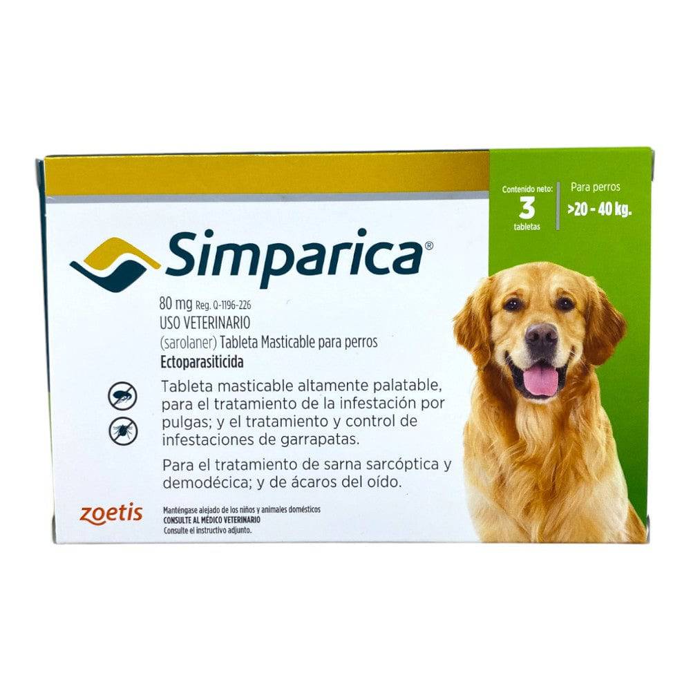 Simparica 3 Masticables 80 Mg 20 a 40 Kg - AniMALL