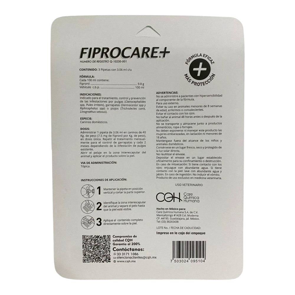 Fiprocare 3 Pipetas para Perro de hasta 40 kg - AniMALL