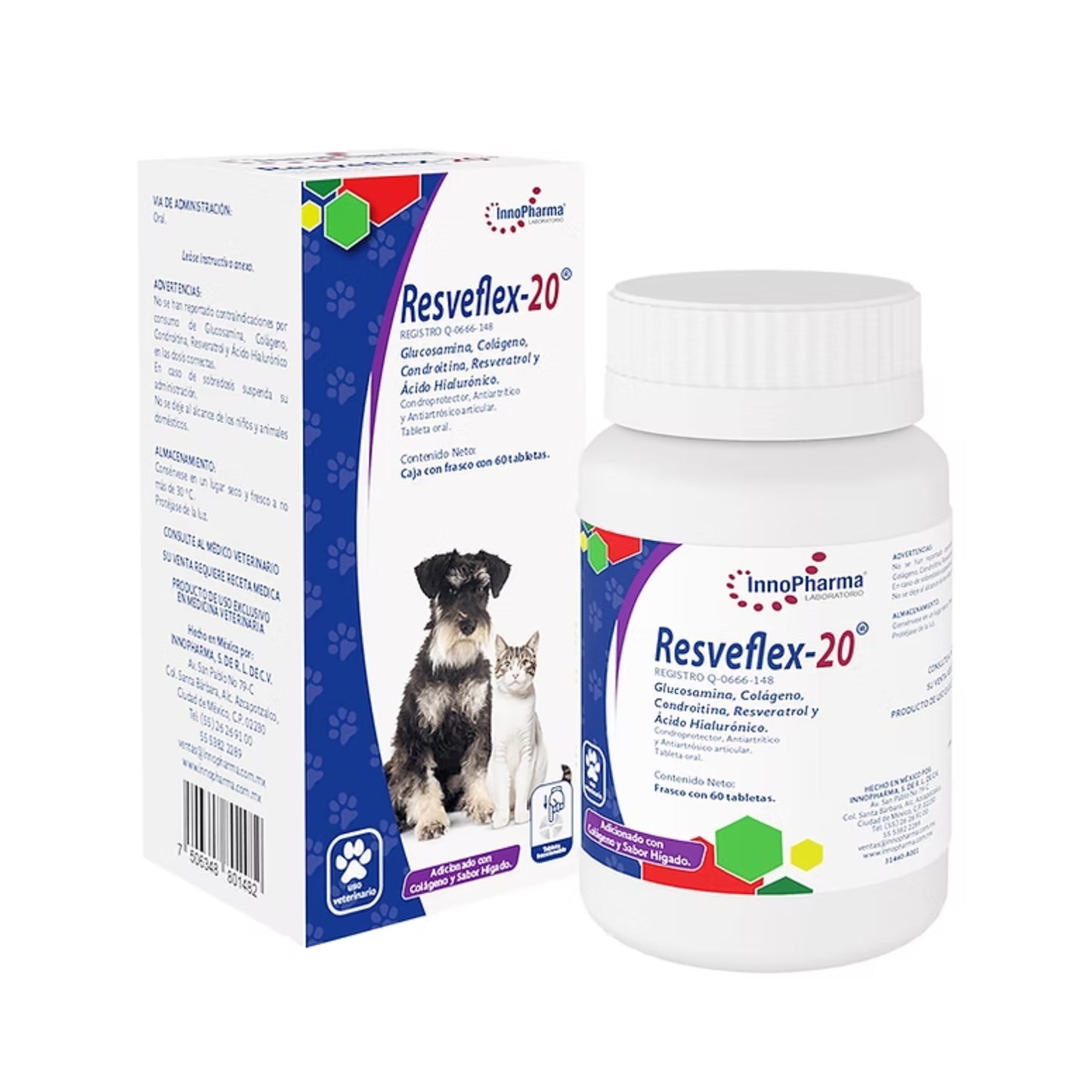 Innopharma Resveflex-20 Condroprotector Antiartrítico y Antiartrósico Articular Frasco con 60 Tabletas