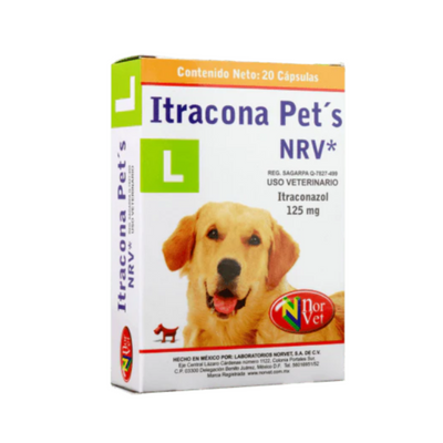 Itracona Pet's L, Itraconazol 125 Mg., 20 cápsulas, Norvet.