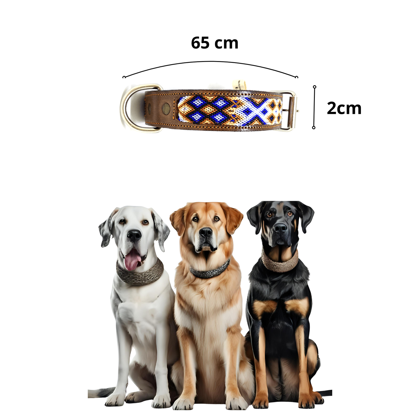 Kybopet Collar Artesanal Color Azul Para Perro Talla Grande