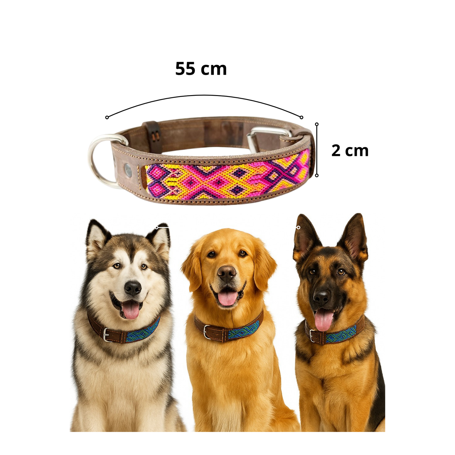 Kybopet Collar Artesanal Color Morado Para Perro Talla Grande
