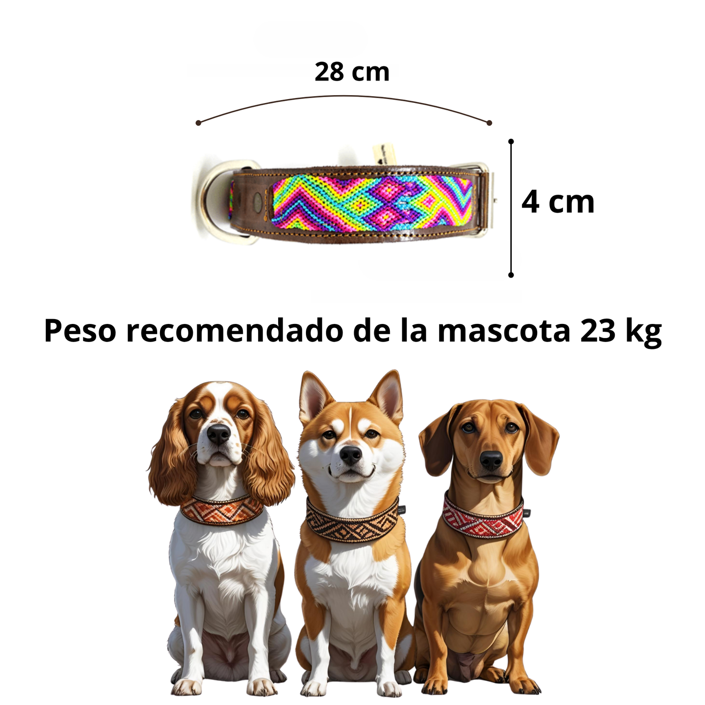 Kybopet Collar Artesanal Color Rosa Para Perro Talla Extra Chico Ancho