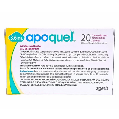 Apoquel 20 Tabletas Masticables 3.6 mg