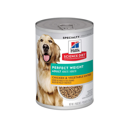 1 Lata Hill's Science Diet Adult Perfect Weight Sabor Estofado Pollo y Vegetales, Alimento Húmedo de Control de Peso para Perros Adultos, 354 g