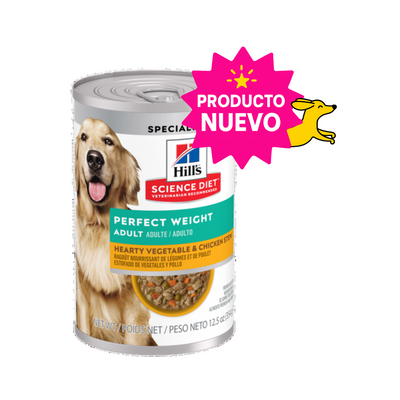 12 Latas Hill's Science Diet Perro Adulto Perfect Weight Sabor Estofado Pollo y Vegetales 354 g