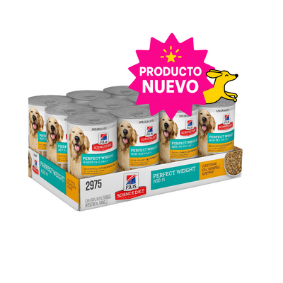 12 Latas Hill's Science Diet Perro Adulto Perfect Weight Sabor Estofado Pollo y Vegetales 354 g