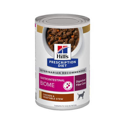 12 Latas Hills Gastrointestinal Prescription Diet Alimento Húmedo para Perro Biome Digestive Fiber Care Chicken and Vegetable Stew 354 g