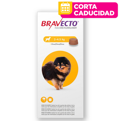 CORTA CADUCIDAD Bravecto pastillas para perros 112.5 mg de 2 a 4.5 kg