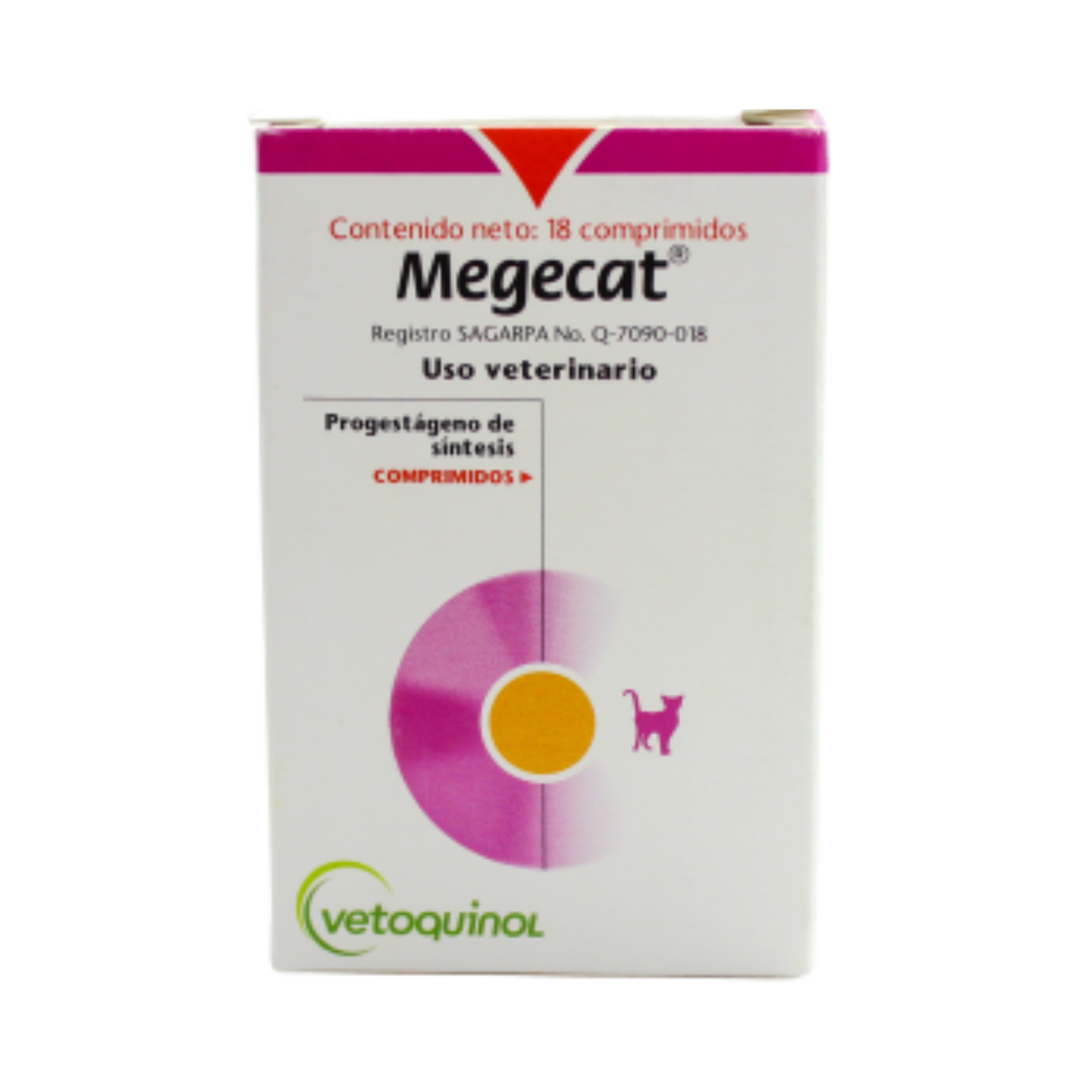 Megecat, Caja con 18 Comprimidos, Acetato de Megestrol, Vetoquinol