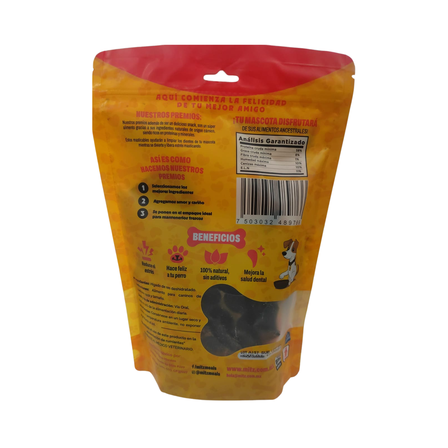 Mitz Meals Really Natural Higado de Res Premios Deshidratados para Perro 200 g