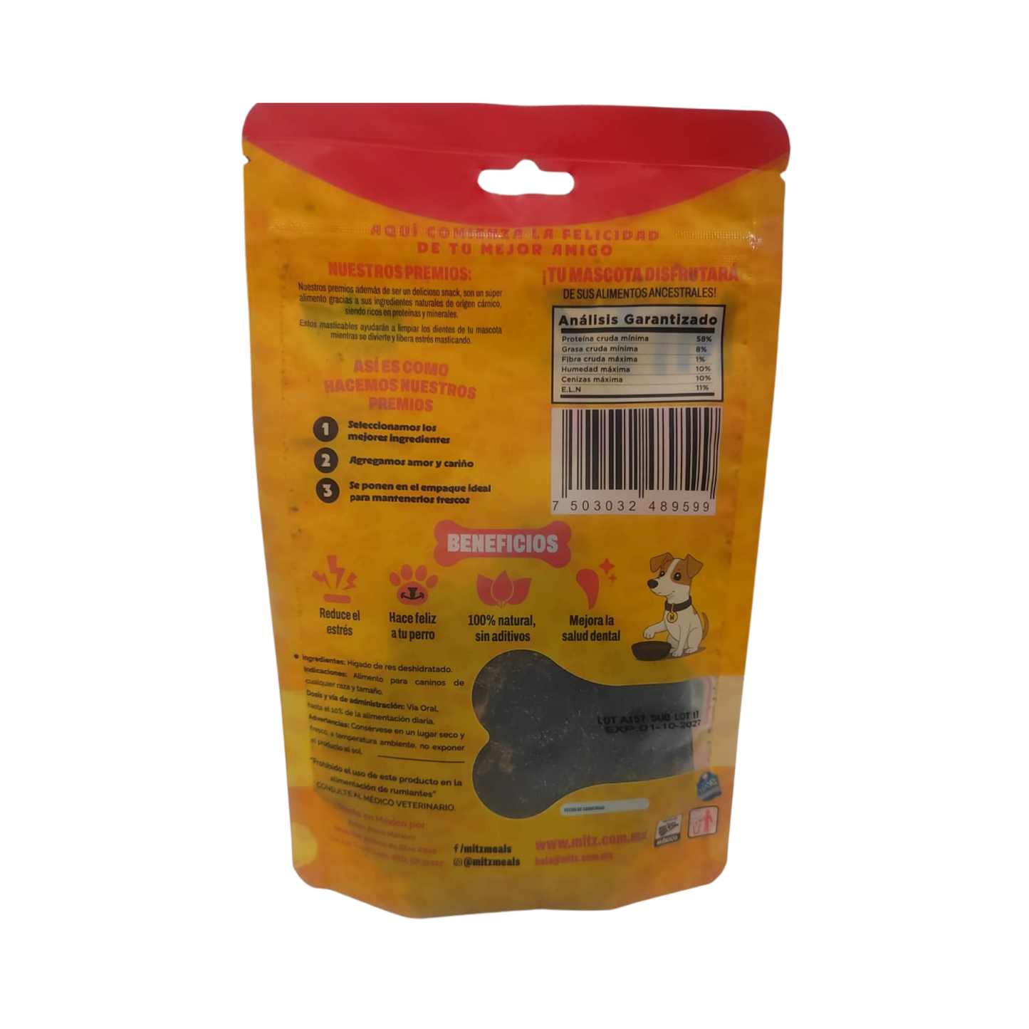 Mitz Meals Really Natural Higado de Res Premios Deshidratados para Perro 60 g