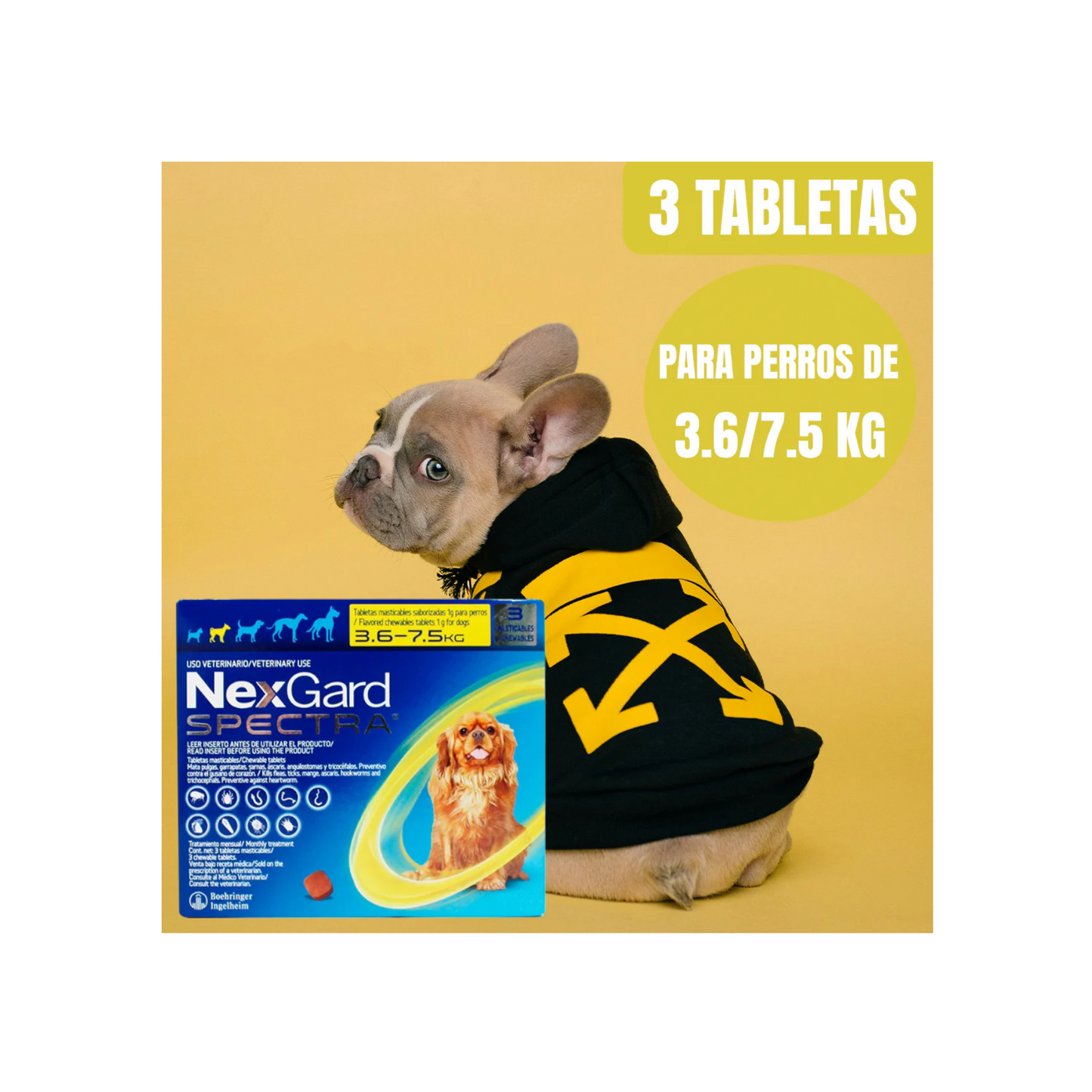 Nexgard Spectra 3 Tabletas 3.6 a 7.5 kg