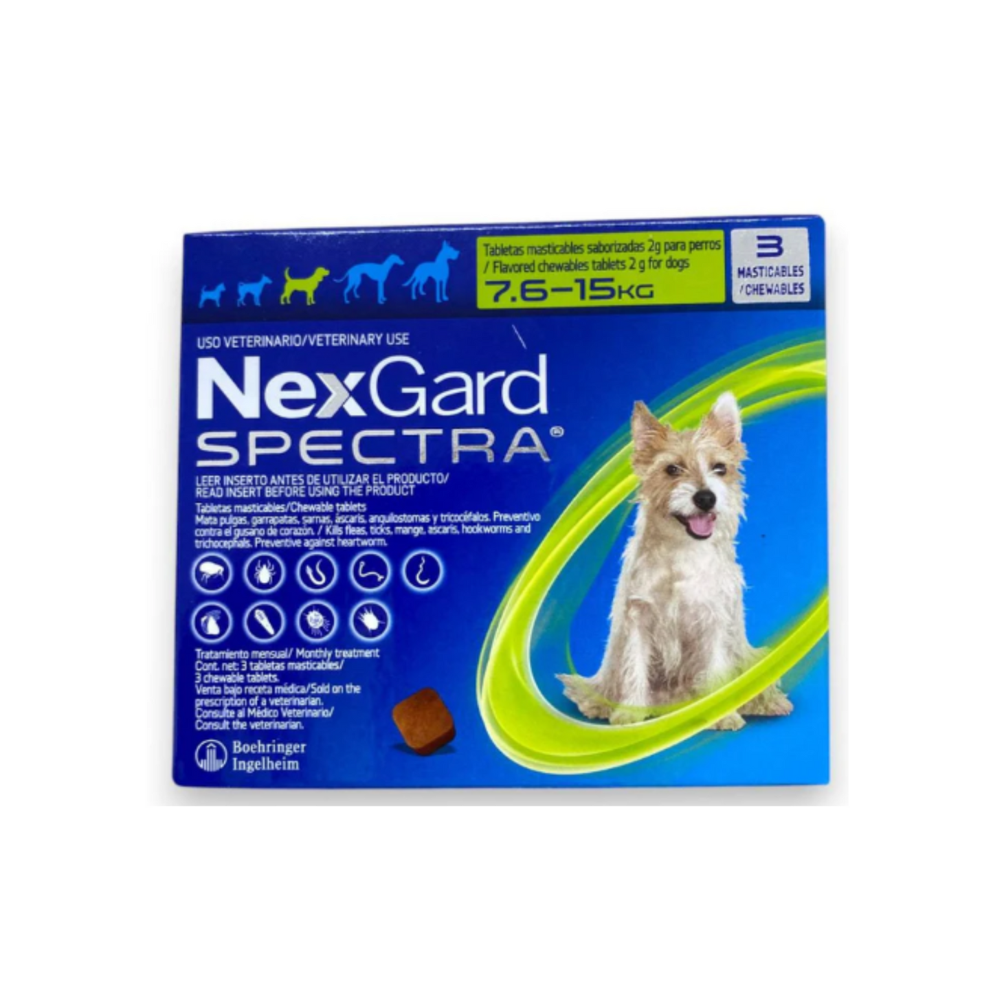 Nexgard Spectra 3 Tabletas 7.6 a 15 kg