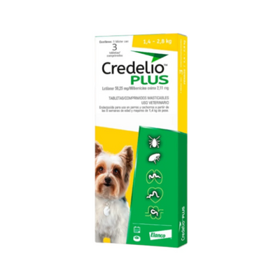 Pastilla Credelio Plus 3 Tabletas Perros 1.4 a 2.8 Kg Elanco