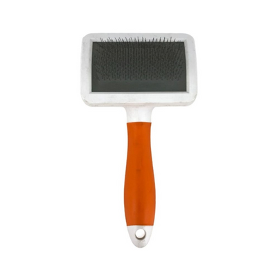Pelu2 Carda Grande con Cerdas Curvas Color Naranja con Blanco