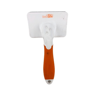 Pelu2 Carda Grande con Cerdas Curvas Color Naranja con Blanco