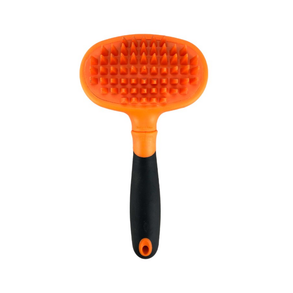 Pelu2 Cepillo de Caucho Mediano Color Naranja para Mascotas con Pelo Corto Liso