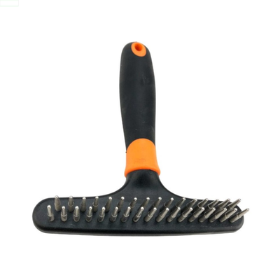 Pelu2 Deslanador Mediano con Dientes de Metal Color Negro con Naranja