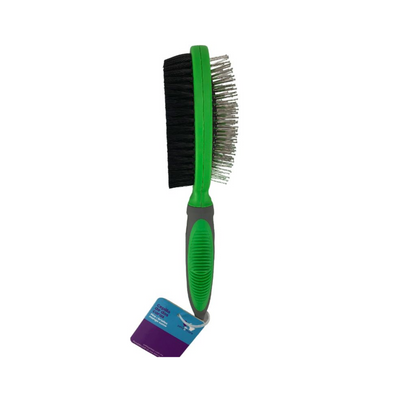 Pets & More Cepillo Doble Ergonómico Color Verde para Macotas