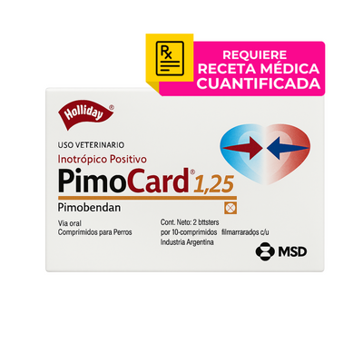 Pimobendan 1.25 con 2 blísters de 10 comprimidos PimoCard 1.25 mg Holliday